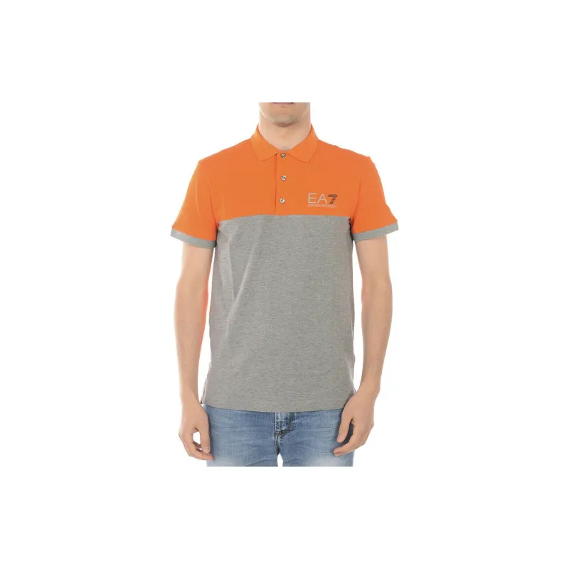 EMPORIO ARMANI Polo Shirts Men Orange Gray Multicolor-2