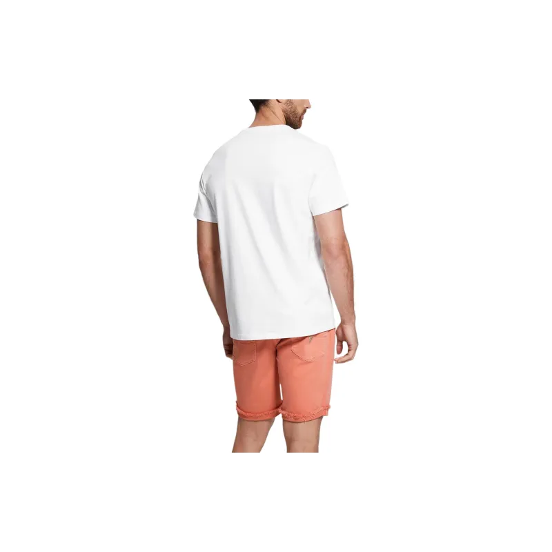 GUESS Eco Embroidered Shaded Triangle Tee T-Shirt Men's White-2