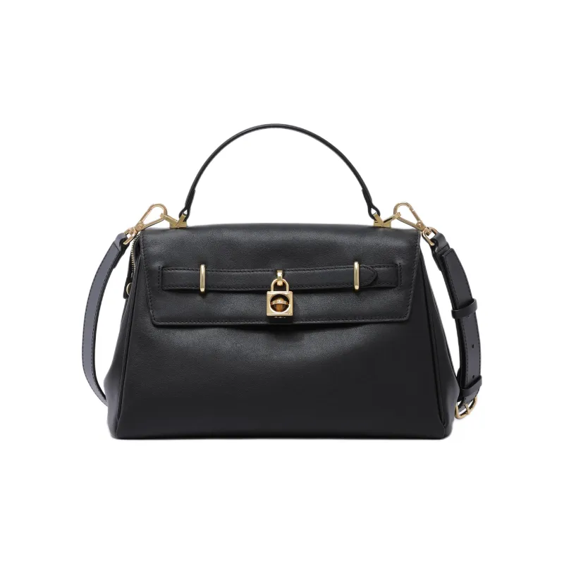 FION Top Grain Cow Leather One Shoulder Handbag Regular Women's Black-0