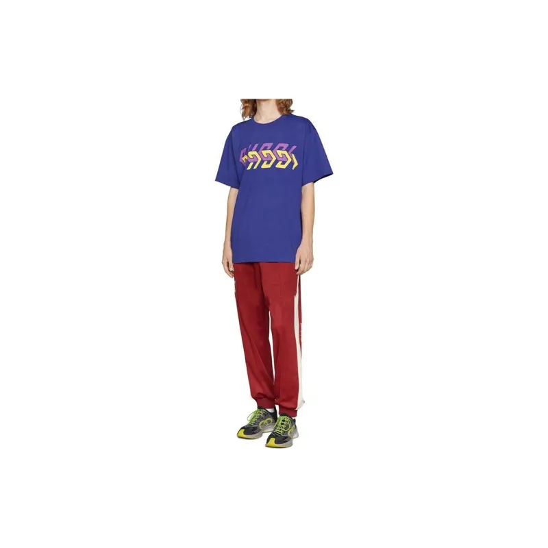 GUCCI Mirror Logo Print Short Sleeve T shirt-3