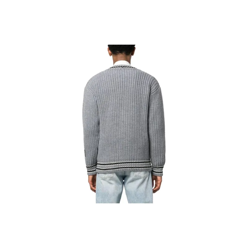 MSGM V Neck Striped Trim Knitted Cardigan-2