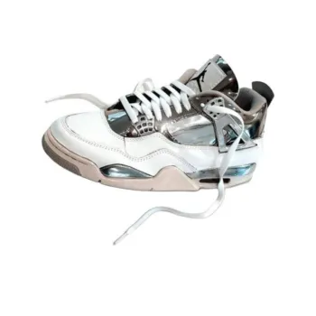 J Balvin x Jordan Air Jordan 4 Anti Slip Wear Resistant Mid Top Vintage Basketball Shoes Men's White Silver Pink