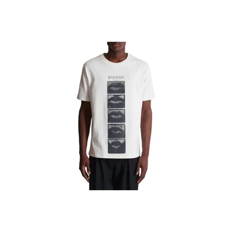 BALMAIN Logo Printed Crewneck T Shirt-5