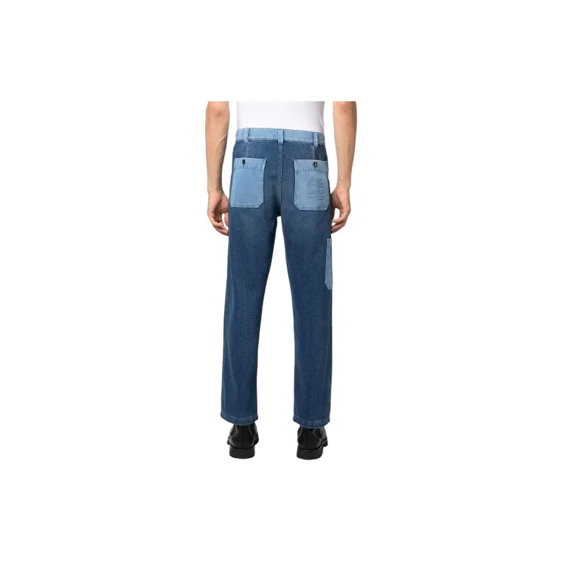 ETRO Patchwork Logo Embossed Straight Leg Jeans-2