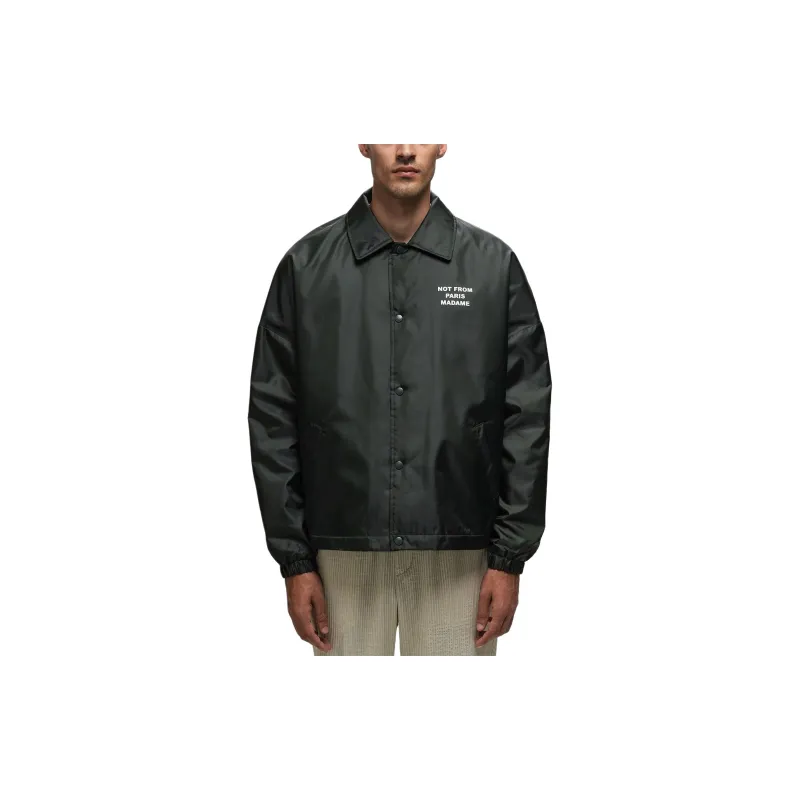 DROLE DE MONSIEUR Slogan Printed Buttoned Jacket-3