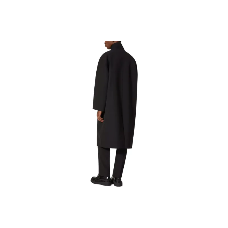 Valentino Silk Shantung High-Neck Caban Coats Men's Black-2
