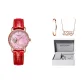 Rose Gold Pink-Red Leather Strap