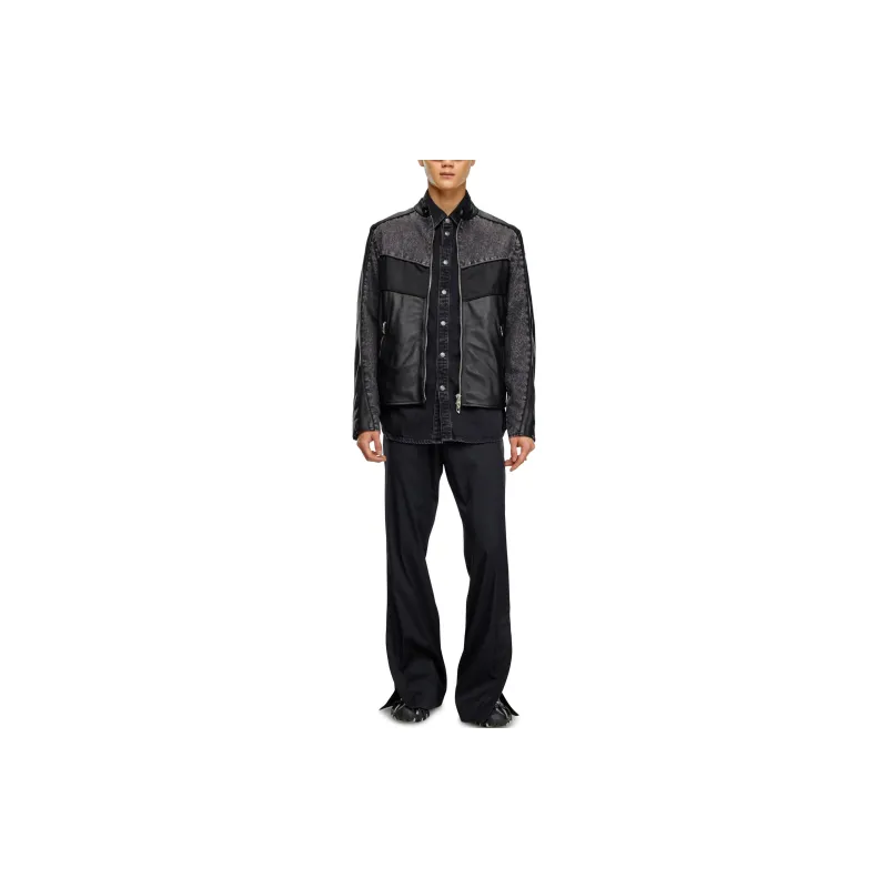 DIESEL L Leopol Shell Panelled Leather Jacket-1