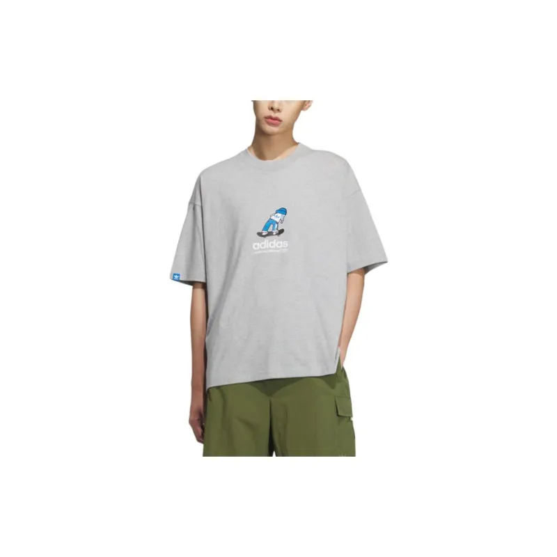 Adidas Originals CITY SKATE SHORT SLEEVE T Shirt Men Medium Heather Gray-1