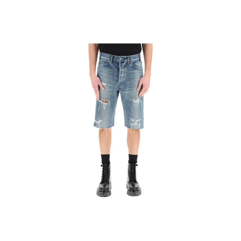 CELINE Denim Shorts Men Blue-2