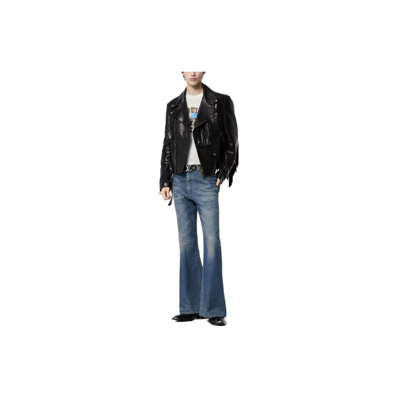 LOUIS VUITTON Fringed Leather Biker Jacket-1