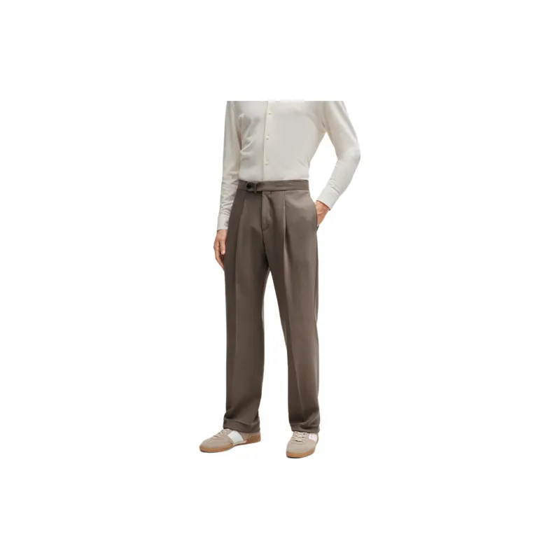 HUGO BOSS Regular-Fit Two-Piece Suit In Stretch Wool Business Suits Men's Beige-5