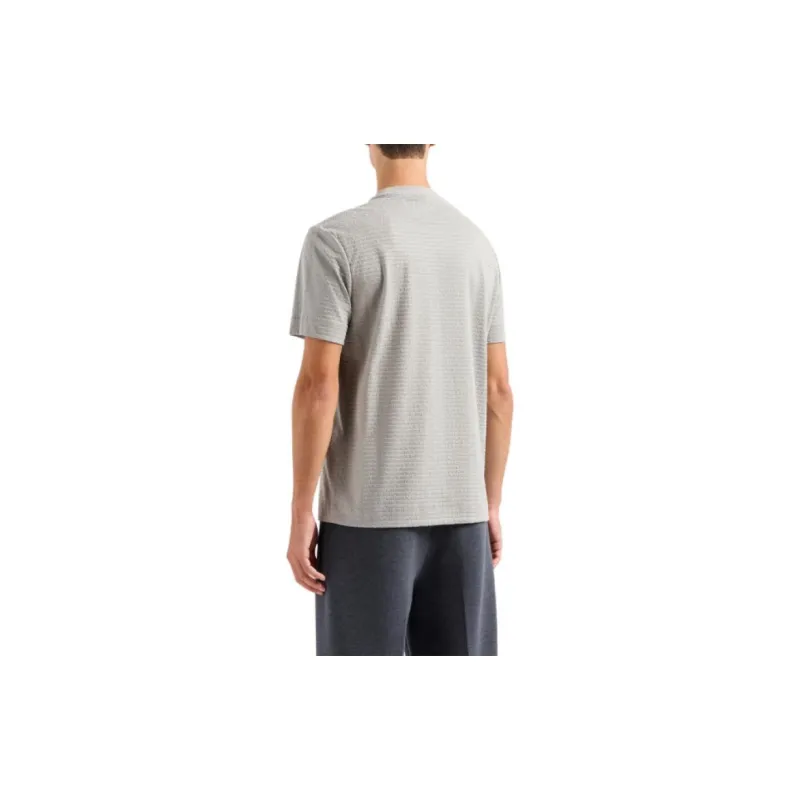EMPORIO ARMANI Asv Lyocell blend Jersey T shirt With All over Flocked Logo Lettering-1