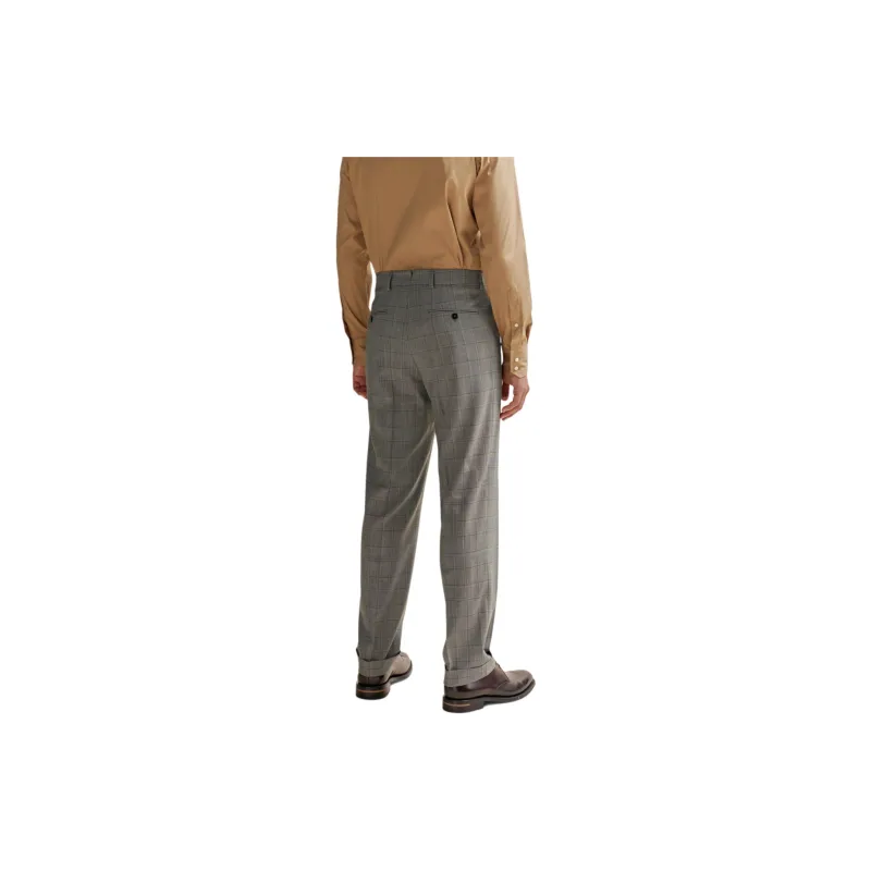 HUGO BOSS Double-Breasted Slim-Fit Suit In Checked Virgin Wool Business Suits Men's Gray-7