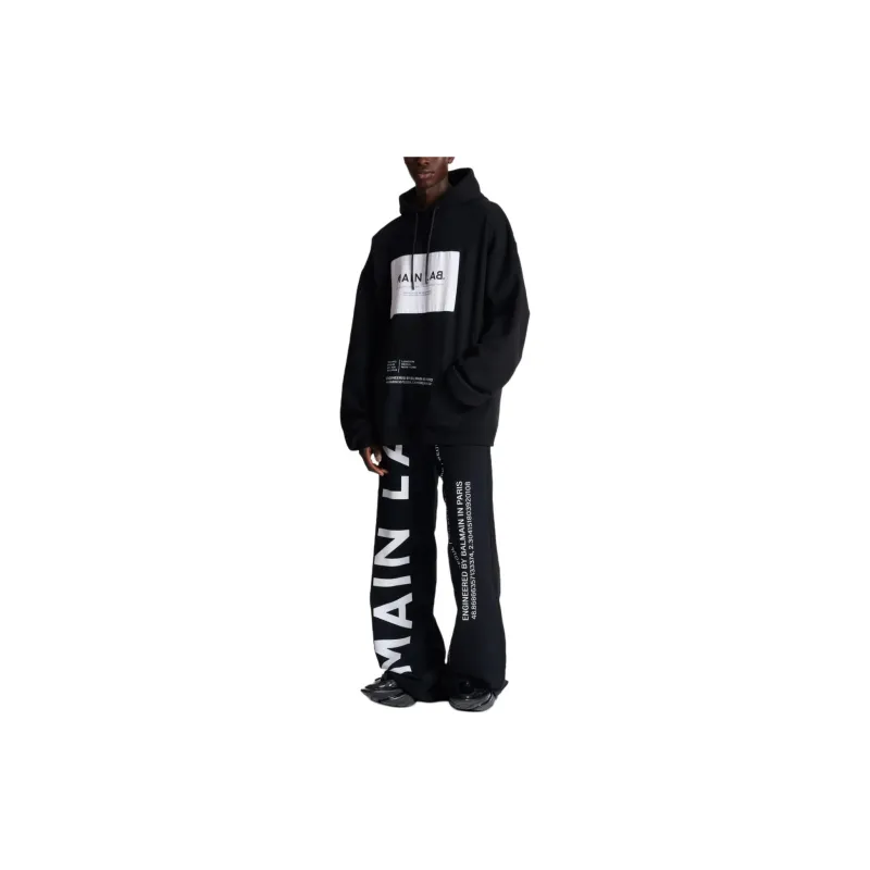 BALMAIN Drawstring Logo Printed Hoodie-4