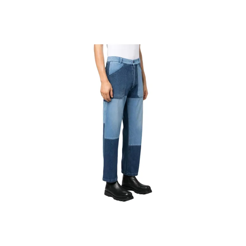 ETRO Patchwork Logo Embossed Straight Leg Jeans-3