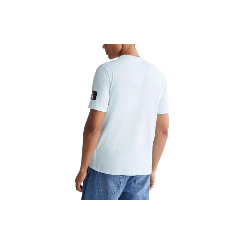 CALVIN KLEIN Monogram Badge T Shirt T Shirt Men's Light Blue-2