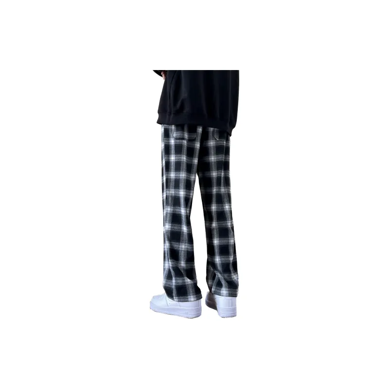SPONGEBOB SQUAREPANTS Casual Pants Unisex Black Plaid-3