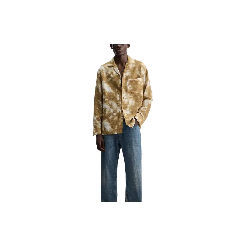 ZARA Shirts Men Camel/White-2