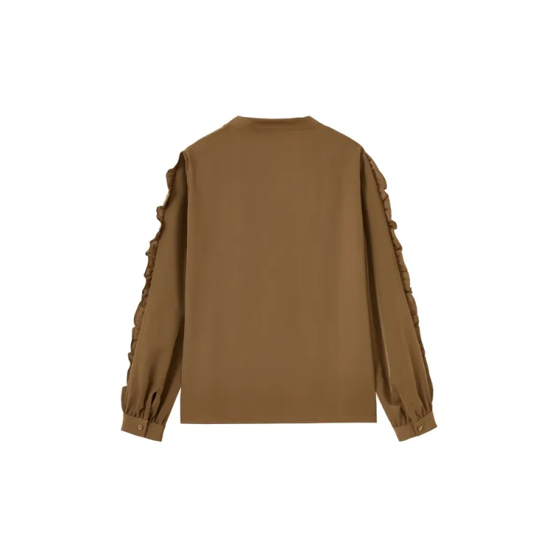 SHUIYUNJIAN Chiffon Shirt Women's Coffee-1