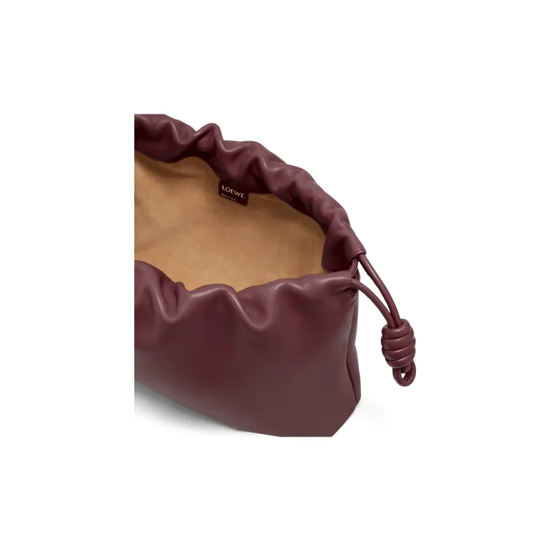 LOEWE Flamenco Soft Nappa Sheep Leather Clutch Tubas Women's Burgundy-7