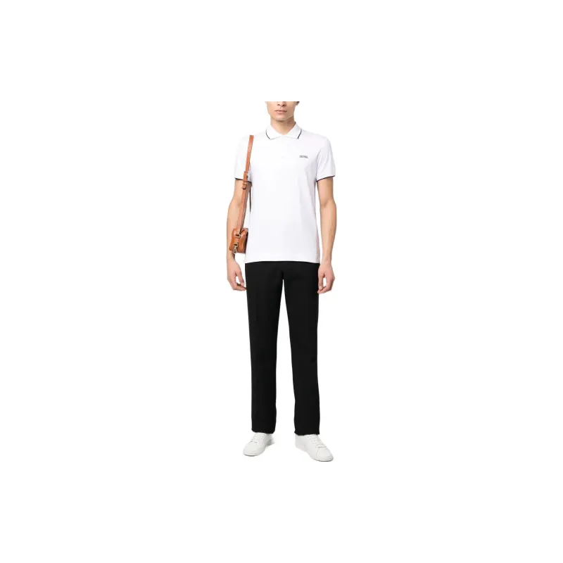 Zzegna Logo Embroidered Short Sleeved Polo Shirt-1