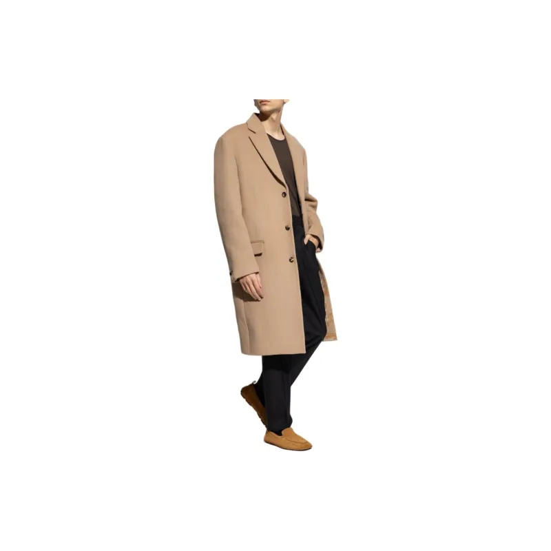 VERSACE Logo Patch Buttoned Long Coat-3
