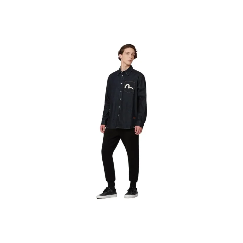 EVISU Shirts Men Denim Blue-4