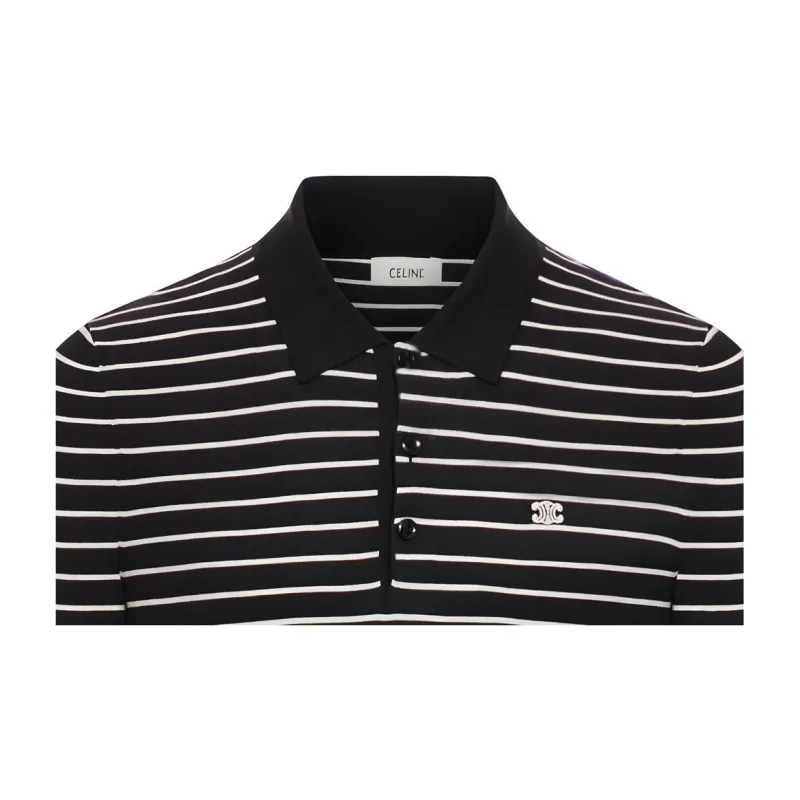 CELINE Triomphe Striped Fine Polo-7