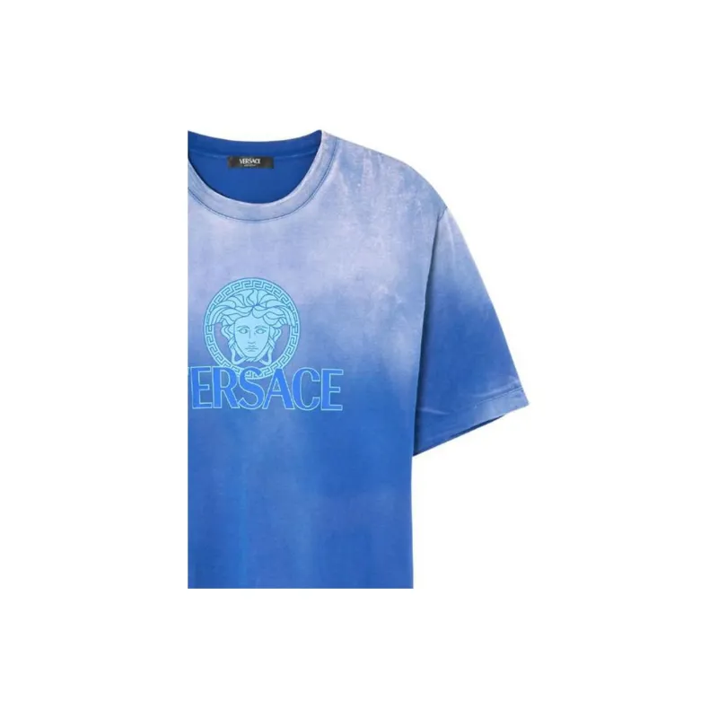 VERSACE Medusa Logo Gradient Printed Crewneck T Shirt-4