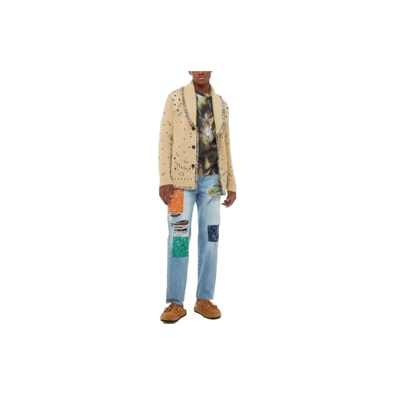 Alanui Baggy cut Patchwork design Jeans-2