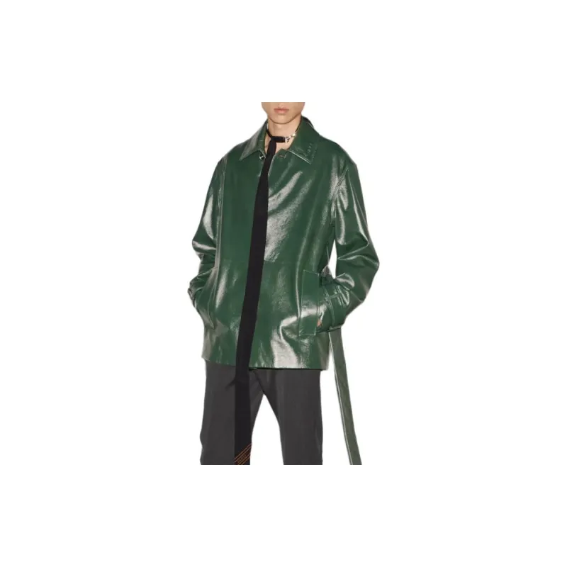 GUCCI Shiny Leather Trench Coat-3