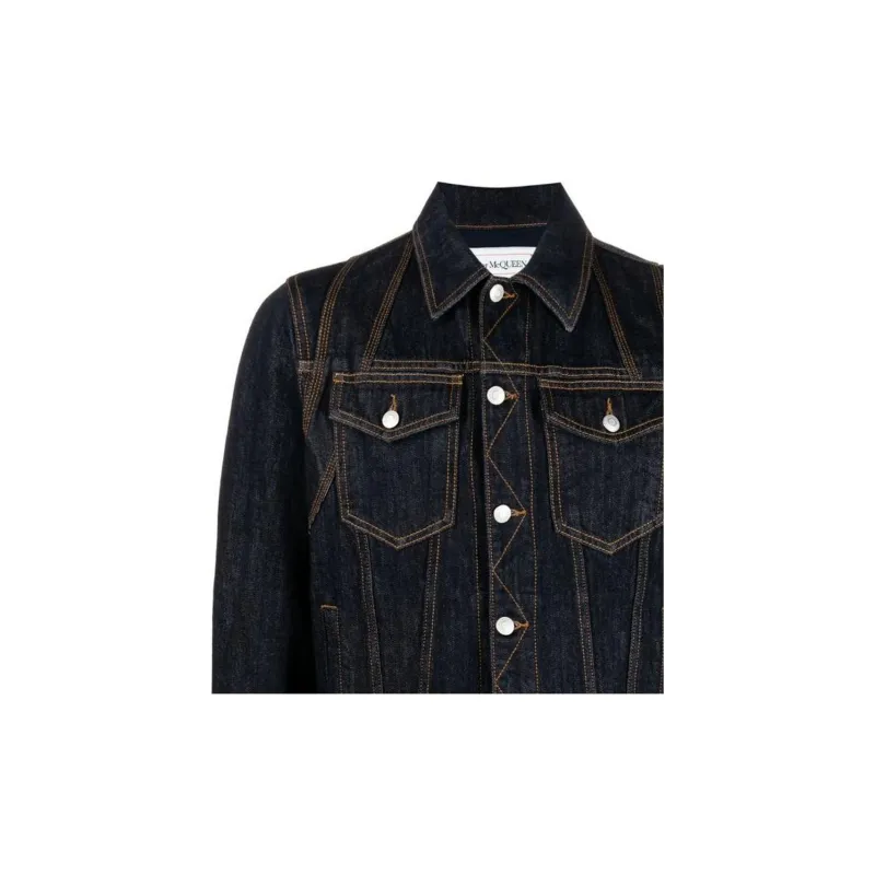 Alexander McQueen Denim Jackets Men Blue-4