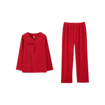 Aannsfam Pajama Set Women's Basic Red