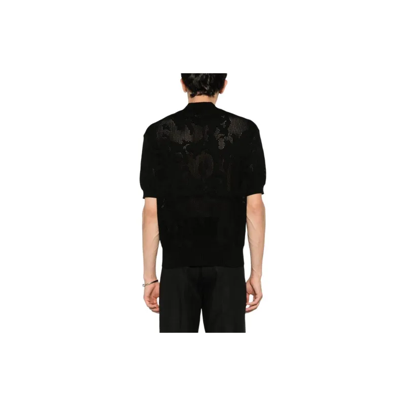 Alexander McQueen Open Knit Short Sleeved Polo Shirt-2