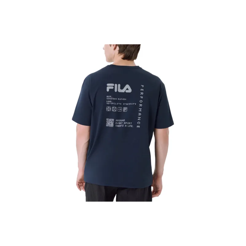 FILA Lightweight Stretch Graphic Short Sleeve Tee T-Shirt Unisex Navy-3
