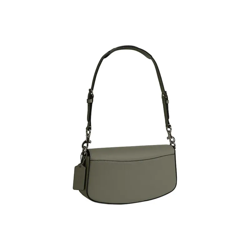 COACH Cow Leather Handbag, Shoulder Bag Medium Size Women's Army Green-1
