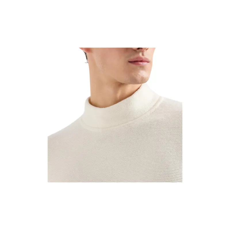 EMPORIO ARMANI Mock neck Jumper In Virgin Wool With A Micro textured Weave-3