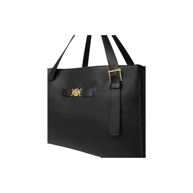 VERSACE MEDUSA BIGGIE Series Cow Leather Tote Bag Shopping Bag Handbag Men's Black-3