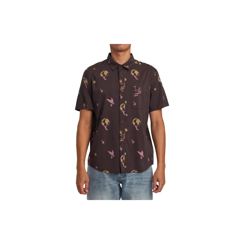 RVCA Shirts Men Dark Purple Red-1