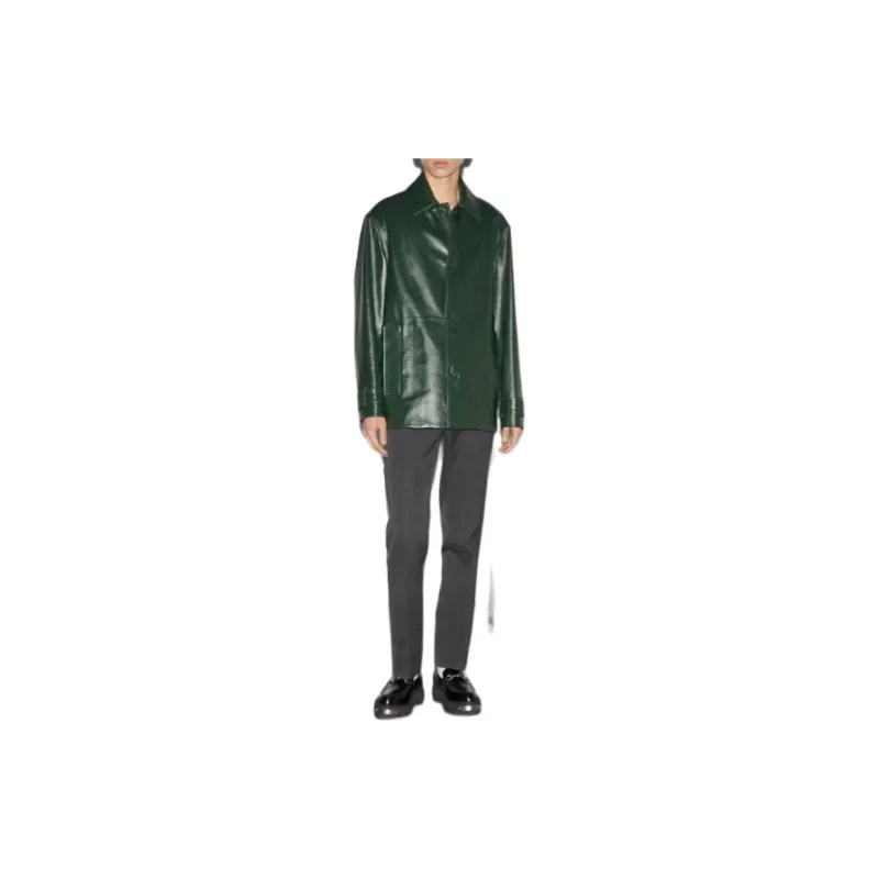 GUCCI Shiny Leather Trench Coat-1
