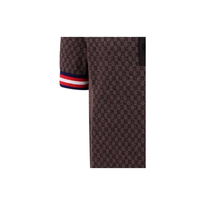 BALMAIN Monogram Pattern Merino Polo Shirt-6
