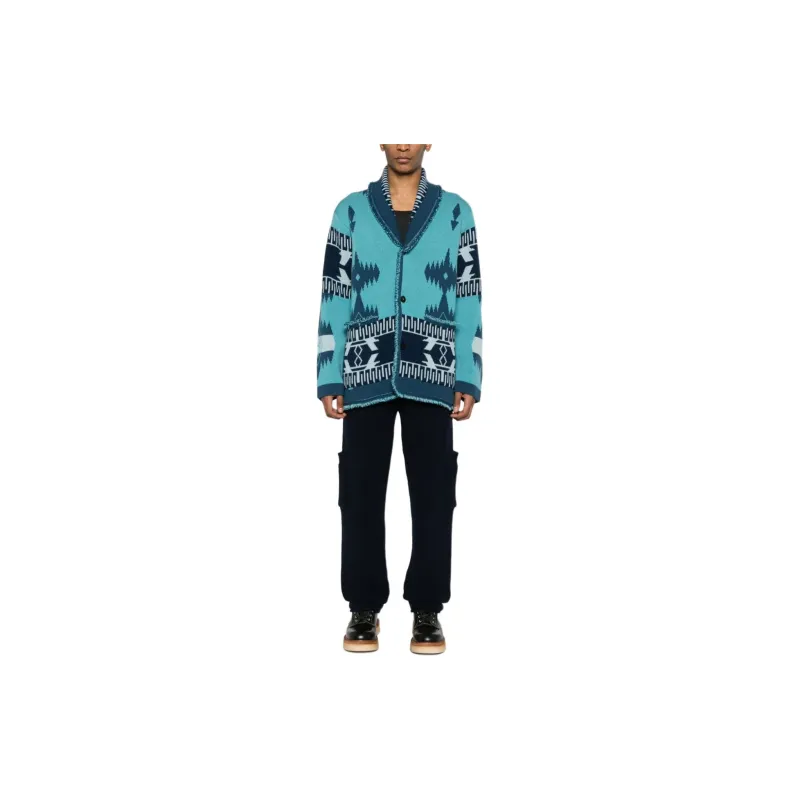 Alanui Icon Pattern Jacquard Fringed Detailed Cardigan-1