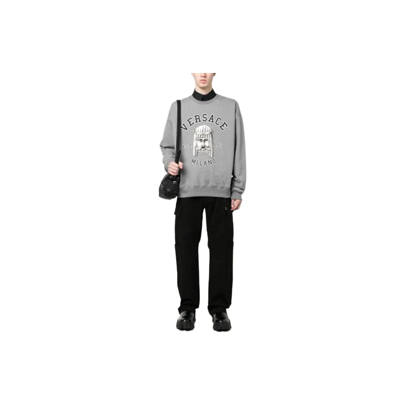 VERSACE Logo Printed Crewneck Sweatshirt-1