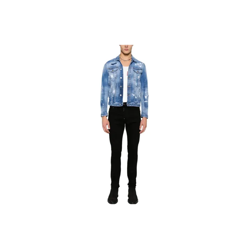 DSQUARED 2 Dan Distressed Faded Effect Denim Jacket-1