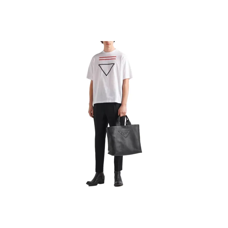 PRADA Logo embroidered T shirt-2