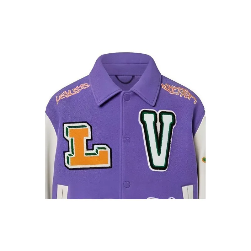 LOUIS VUITTON Multi Patches Mixed Leather Varsity Blouson-3