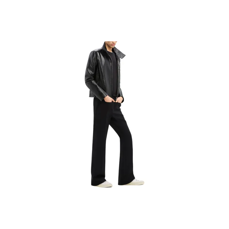 COURREGES Logo Embossed Patent Biker Jacket-3