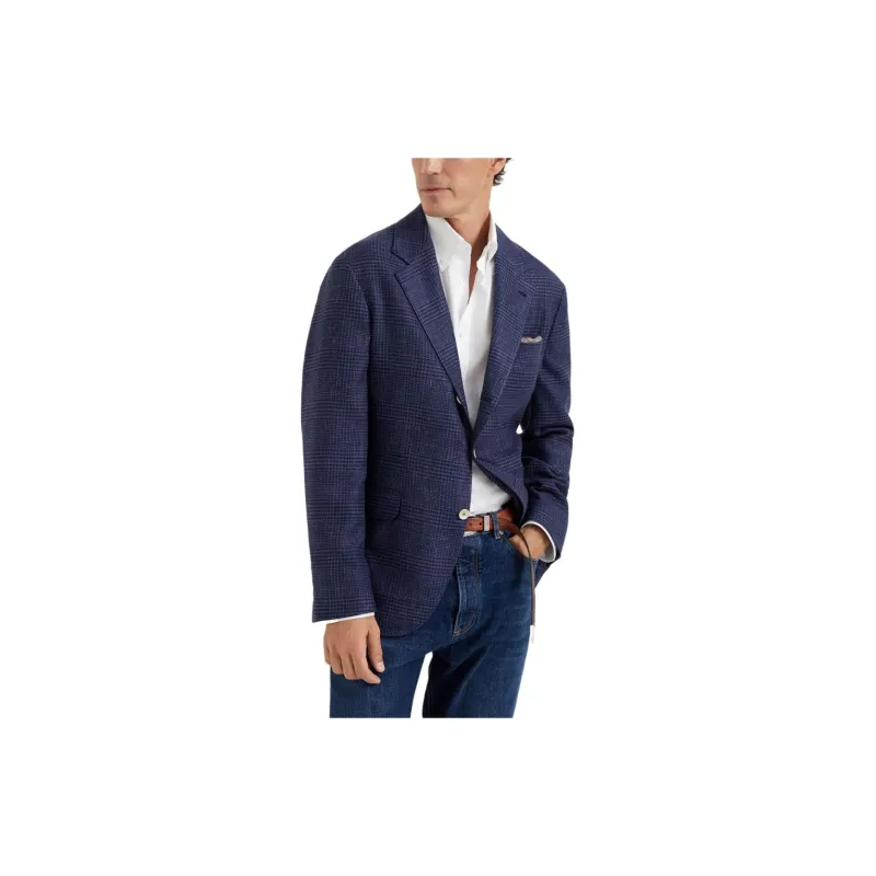 Brunello Cucinelli Single Breasted Checked Blazer-2