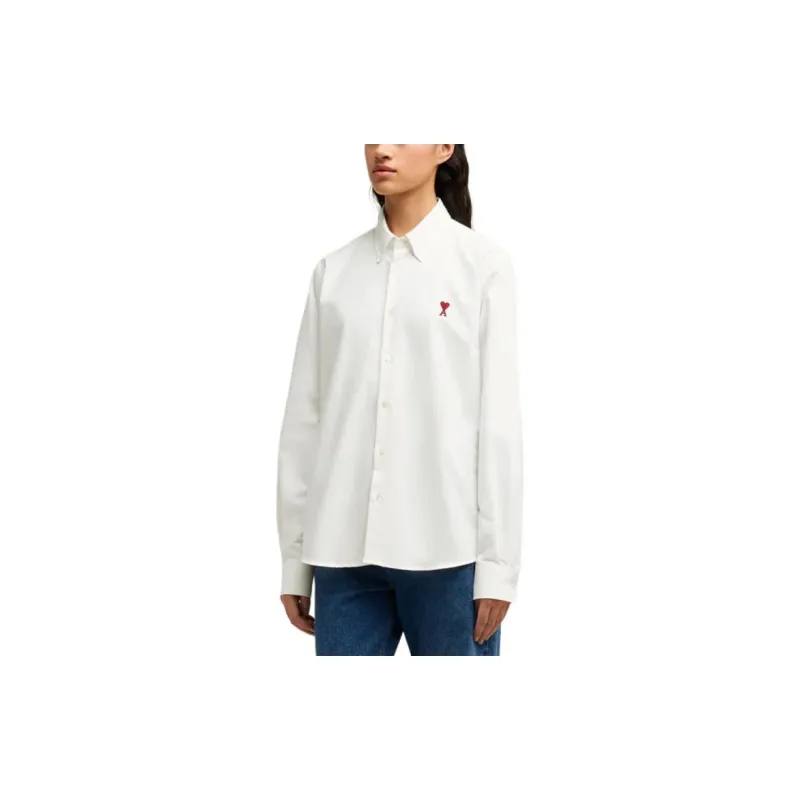 Ami Paris Ami De Coeur Logo Embroidered Shirt-8